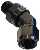 AF919-08-04BLK - 45&deg; NPT Swivel to Male AN Flare Adapter 1/4" to -8AN 